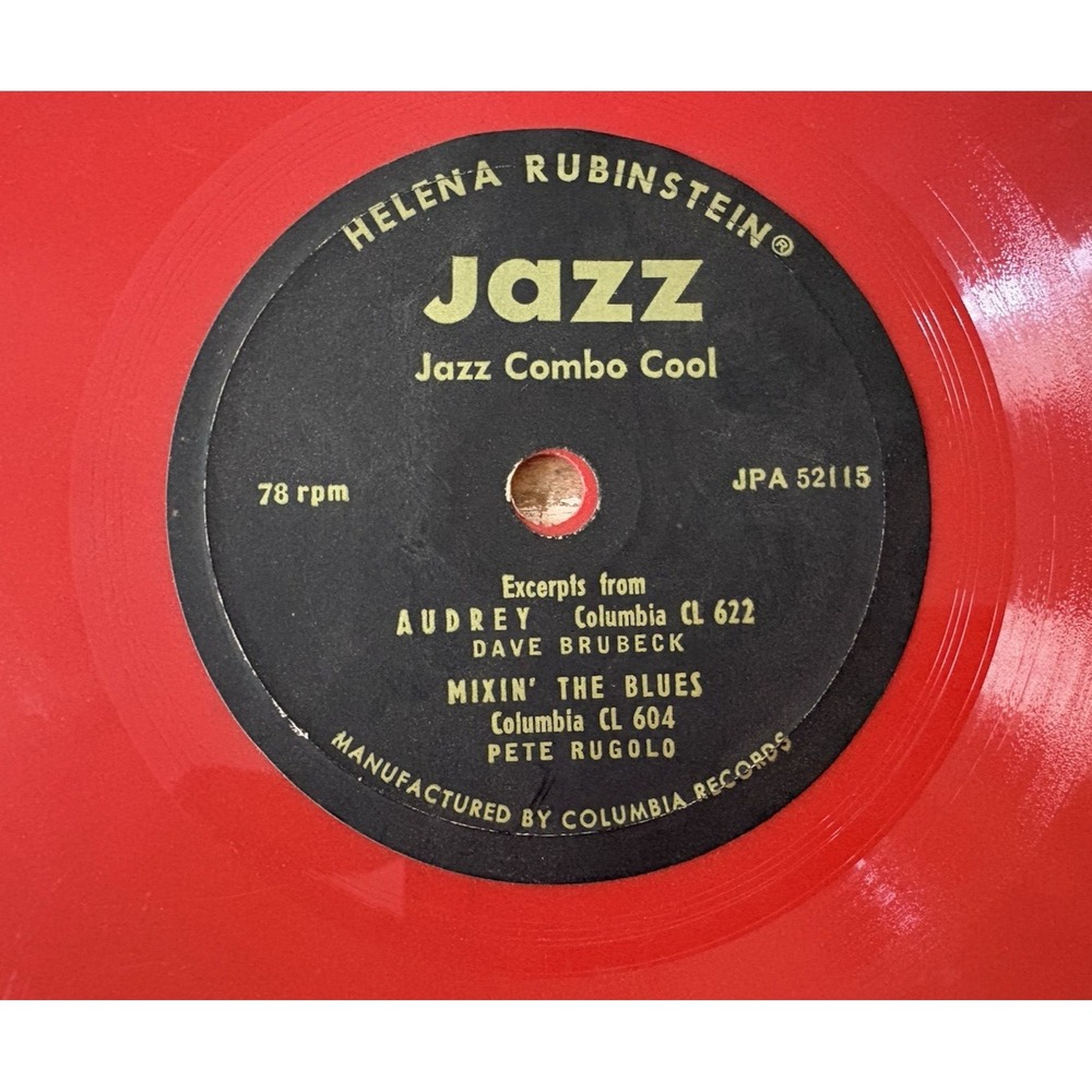 Vintage 78 rpm record give away Helena Rubenstein Jazz Brubeck red plastic 1950s